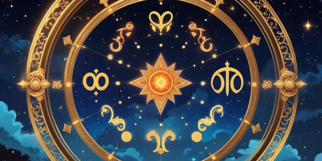 an attractive zodiac wheel depicting 12 zodiac signs